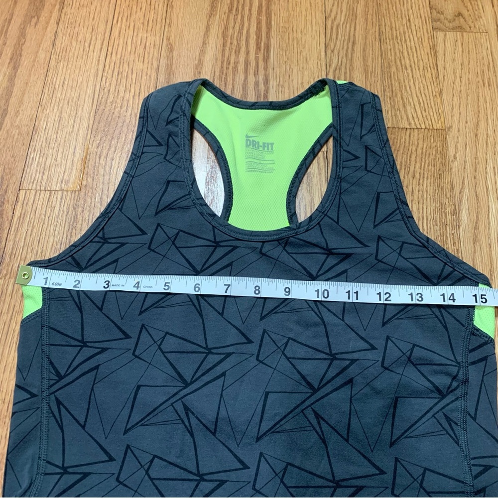 Nike Dri-FIT Slim Fit Racerback Tank Charcoal Black Triangle Neon Yellow L - Picture 3 of 5